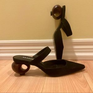 MANGO Geometric heeled leather sandals